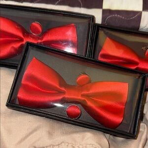 NWT Elegant Red Bow Tie & cuff links Set 3 available